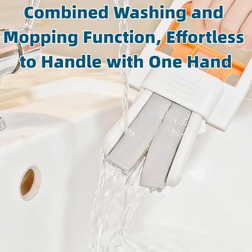 Mini Foldable Desktop Mop, Sponge Wet & Dry Mop, Portable Lazy Self-Squeeze, No Hand Wash for Bathroom, Kitchen, Desktop, Glass, Living Room, Car (2-Pack+6 Pads+3 Hooks)