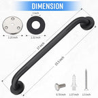 2 Pack 16 Inch Shower Grab Bars for Seniors Bathroom, Black Stainless Steel Safety Support Handles for Shower, Anti Slip Grab Bar for Bathroom, Handicap Elderly Injury Pregnant Assist Bath Handle