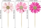 24Pcs Daisy Cupcake Toppers Flower Cake Topper Decorations Daisy Cake Decorations Chrysanthemum Cupcake Toppers Spring Daisy Flower Cake Picks for Birthday Wedding Supplies Rose Red Pink