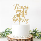Happy 74th Birthday Cake Topper, 74th Birthday Decorations for Men/Women, Cheers to 74 Years, Hello 74, 74th Happy Birthday Party Supplies Gold Glitter