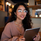 HJSTES Blue Light Blocking Glasses Women Trendy Cat Eye Metal Frame Computer Reading Eyewear(Purple Frame)