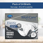MoliCare Premium Incontinence Brief, 10D - Heavy Absorbency Adult Diaper with Refastenable Tabs - Unisex, Size Large, 14 Count, 1 Pack
