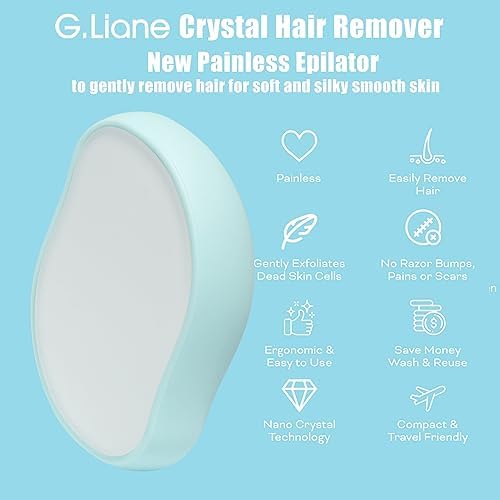 Crystal Hair Remover & Exfoliator, Nano Glass Hair Remover Stone, Reusable Painless Physical Depilator for Soft Silky Skin (Blue)