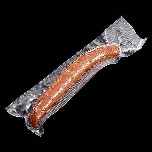 Clear Vacuum Bags for Food Saver Flat Open Top Embossed Vacuum Sealer Bag Food Storage Packaging Pouch with Tear Notch (100, 2.36x9.84 inch)