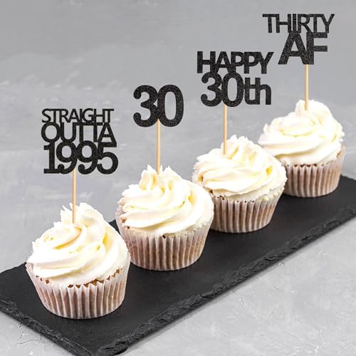 48 Pack Black Straight Outta 1995 Cupcake Toppers 30th Birthday Party Decoration