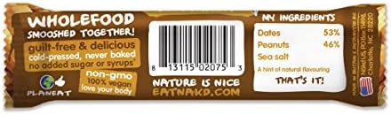 Nakd Bars, Peanut Raw Fruit and Nuts, Gluten Free, Vegan 18 Count
