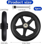 Covzoe 4 Pack Walker Wheels Replacement, 6 Inch Anti-Slip Solid Roller Wheels for Walkers, Heavy-Duty Office Wheelchair Front Wheel Accessories, Hub for Wheelchairs Rollators Walkers