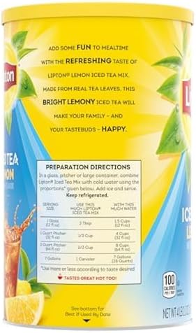 Lipton Lemon Sweetened Iced Tea Mix, Makes 28 Quarts (Pack of 2)