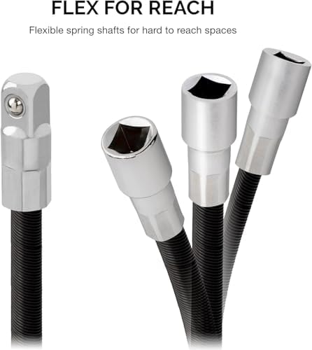 NEIKO 00239A Flexible Extension-Bar Set, 1/4-Inch and 3/8-Inch Drives, Flexible Socket Extension Bars, 2-Piece Set