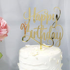 Gold Mirror acrylic Happy Birthday Cake Topper,for Anniversary/Birthday/Bridal Shower，Party Decoration Supplies