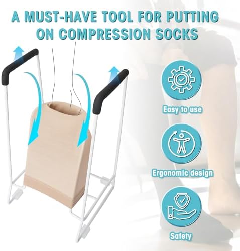 Zipcase Large Size Stocking Donner, Sock Aid Tool to Put on Compression Socks for Large Calves from 18" to 20" in Circumference(Compatible for JOBST,SB SOX,CHARMKING,FITRELL,Bluemaple,COOLOVER) White
