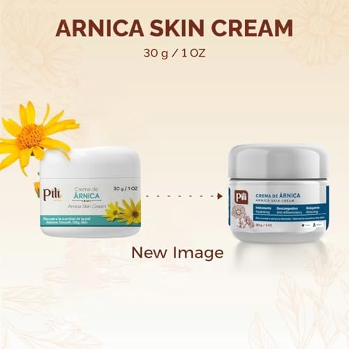 Pili Arnica Cream Hydrating Moisturizer for Face & Body. Soothes Bruised, Dry & Irritated Skin. Fast-Absorbing, Non-Greasy, Unscented. 1 oz