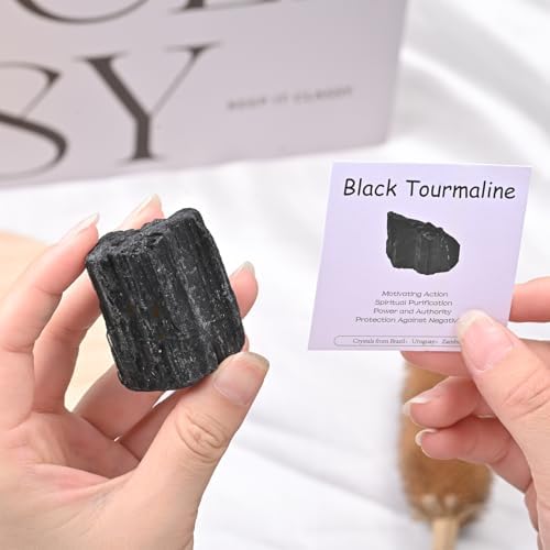 Black Tourmaline Raw Stones 1PC,Gemstones Raw Stones and Healing Crystals,Hand Carved Natural Pocket Raw Stone for Decoration Tumbling,Garden(1.18"-1.97")