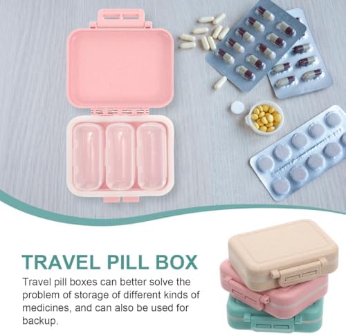 Small Pill Organizer Box 3Pcs Travel Pocket Removable 3 Compartments Portable Daily Mini Pill Case Holder for Purse Fish Oil