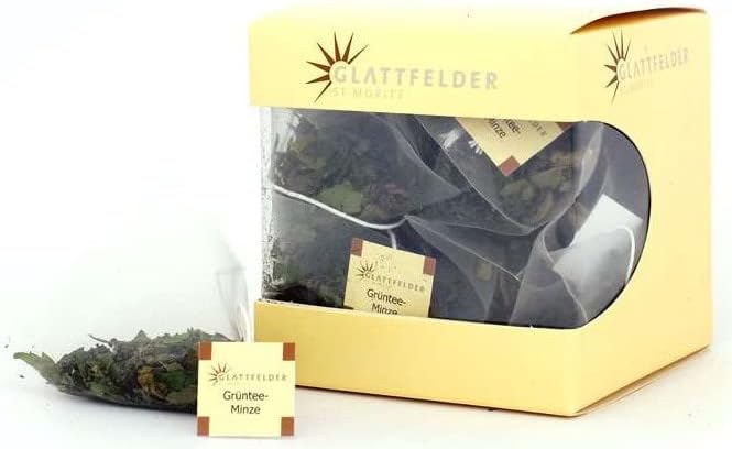 Glattfelder St. Moritz - Mint Green Tea BIO (Organic Chinese green tea with Moroccan mint) - 15 x 2 pyramid tea bags (30 count)