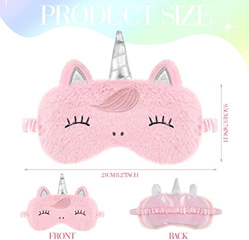 Newcotte 12 Pcs Unicorn Sleep Mask Rainbow Unicorn Plush Eye Covers Soft Eye Mask for Sleeping Bulk Funny Sleeping Mask Sleep Blindfold for Women Night Party Travel Nap Lunch Break