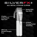 BaBylissPRO FX+ Professional Barber Cord/Cordless Hair Clippers for Men, All Metal, Lithium Battery with 3-Hour Runtime