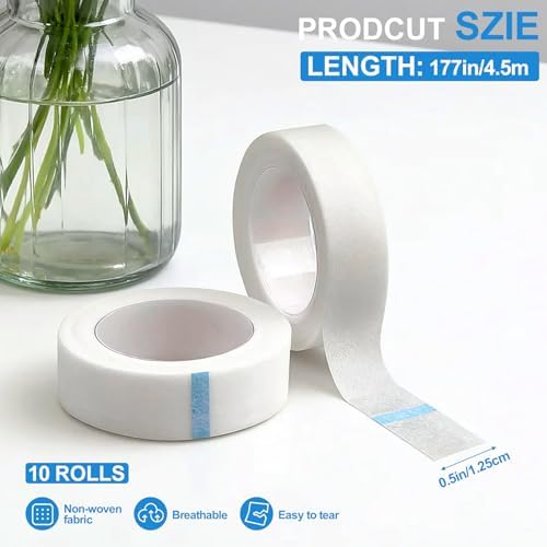 10 Rolls First Aid Tape, Non-Woven Surgical Tape for Wound Dressing, Hypoallergenic Breathable Medical Tape for Sensitive Skin, Easy Tear & Individually Wrapped Rolls for First Aid Kits