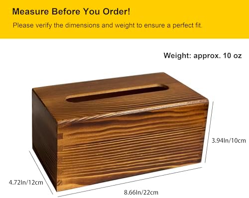 Rustic Wooden Tissue Box Cover Kleenexes Box Holder Rectangular Tissue Box Napkin Dispenser for Bathroom Office Living Room Dinner Table (Coffee)