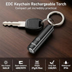 Blukar Rechargeable EDC Flashlight, 360L Mini Keychain Flash Light with 3 Lighting Modes, Memory Function, Waterproof, Compact and Portable Pocket Light for Everyday Carry, Emergency,Camping,Outdoor