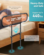AMOVO Bed Rails for Elderly Adults Safety Bed Guard Rails for Seniors Extended Handle Bed Assist Rail with Storage Pouch, Stable Bedside Cane Support Bar Grab, Fit King Queen Full Twin