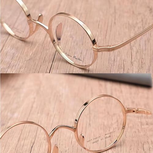 Vintage Round Reading Glasses Multifocus Men, +2.0 Professor Readers Titanium, Photochromic Sunglasses Metal Light(Gold,+2.5)