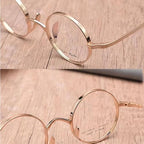 Vintage Round Reading Glasses Multifocus Men, +2.0 Professor Readers Titanium, Photochromic Sunglasses Metal Light(Gold,+2.5)