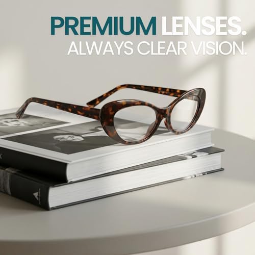 2SeeLife Oversized Cat Eye Reading Glasses for Women – Medium-Large Fit, Sturdy Frame, Spring Hinges, Premium Cateye Readers, Brown Tortoise, +2.25