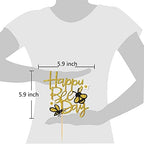 Happy Bee Day Cake Topper, Glitter Bumbee Theme/Happy 1st Birthday/Baby Shower Cake Decoration, Boy or Girl, Gender Reveal/Wedding Party Supplies