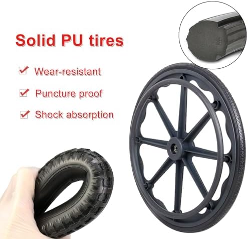 WORDFUN 2 Pcs Wheelchair Wheels Replacement, Rear Wheel for Rollators and Manual Wheelchairs, Antislip Wearresistant Solid Wheel, Tires Wheels Assembly, Silence, Easy to Scroll