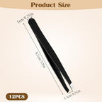 Tweezers for Eyebrows, 12 Pcs Eyebrow Tweezers Set Stainless Steel Slant Tip Tweezer Bulk Brow Tweezer for Women Men Facial Hair, Black