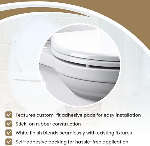 Gadgetime USA Toilet Seat Bumper Kit - Toilet Seat Risers & Toilet Cover Bumpers with Rubber Adhesive Pads - Bidet Compatible Toilet Seat Accessories for Cushioning & Protection - Pack of 4