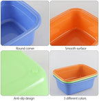 Farmoon 3 Packs Rectangular Plastic Dish Pan, 18 Quart Plastic Wash Basins for Kitchen Sink, Green, Blue, Orange