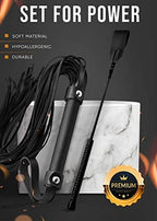 Leather Riding Crop for Adult Play, Faux Leather Riding Flogger Whip Black 18" for Play Paddle for Adults