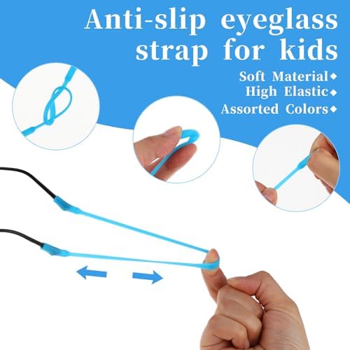 Qianyu 12 Pcs Elastic Sports Glasses Straps Anti-Slip Silicone Safety Toddlers Eyeglass Straps No Tail Eyewear Retainers Soft Adjustable Sunglass Cord Holder for Kids Men and Women