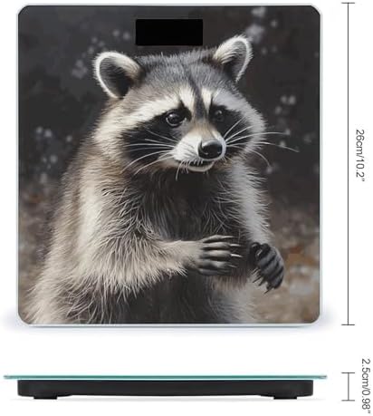 Raccoon Digital Body Weight Scale with Tempered Glass Platform, UV Printing Design, High Precision Bathroom Scale, Slim & Stylish Weighing Scale for Home Bedroom Bathroom