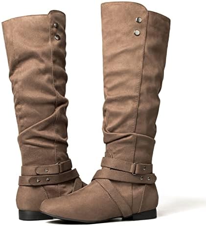 mysoft Women's Knee High Boots Flat Warm Fall Boots with Side Zipper