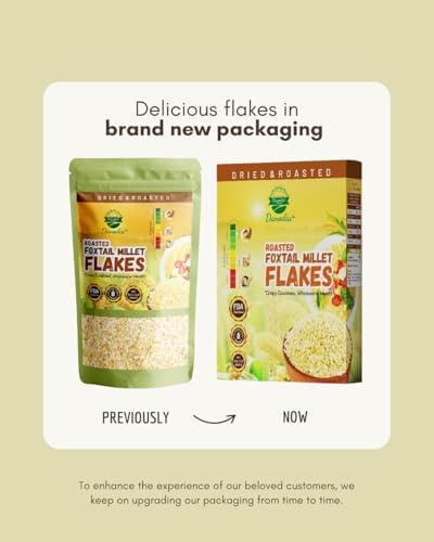 Danodia Foods Organic Foxtail Millet Flakes (450g/17oz) | Roasted & Ready-to-Eat | Ideal for Porridge, Puddings, Desserts & Smoothie Bowls | Gluten-Free & Nutritious | High Fiber & Vegan Protein