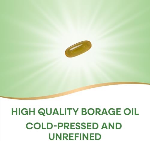 Nature's Way Borage Oil Supplements, Cold Pressed & Unrefined, 300 mg GLA and 440 mg Linoleic Acid per Serving, 60 Softgels (Packaging May Vary)