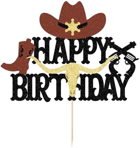 Cowboy Happy Birthday Cake Topper shiny cowboy happy birthday cake topper for boys girls cowboy themed birthday decorations (1)