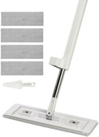 Hands-Free Self-Wringing Flat Mop with 4 Reusable Pads - 360° Rotating Wet Dry Microfiber Floor Mop for Hardwood Tile Laminate