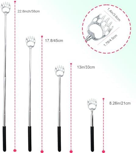 2 Pcs Back Scratcher Extendable,Metal Bear Claws Back Scratchers,Backscratche for Men, Women,Adults,Christmas Stocking Stuffers (Black)