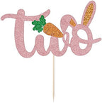 Bunny Ears Two Cake Topper,Easter 2nd Birthday Cake Topper, for Photo Booth Props, Boy Girl Birthday Party Cake Decoration