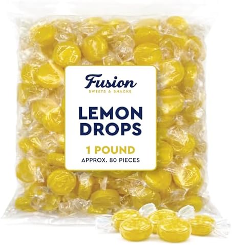 Lemon Drops Hard Candy Old Fashioned 1 Pound Bulk Bag, Individually Wrapped Classic Lemon Candy, Tart Citrus Flavor, Traditional Yellow Hard Sweets