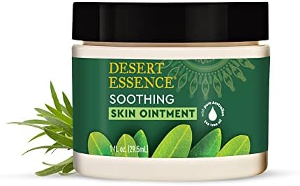 Desert Essence TEA TREE OIL SKIN OINTMENT – Itch Relief, Rash Cream for Razor Burn - Soothing Balm with Lavender & Jojoba - Gluten & Cruelty-Free - 1 oz