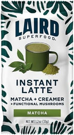 Laird Superfood Instant Latte Matcha, Non-Dairy, Superfood Creamer, Gluten Free, Non-GMO, Vegan, 15pk Sachets