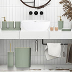 Bathroom Accessories Set - Gorgeous Bathroom Set, 10PC Sage Green Bathroom Accessory Set, Toilet Brush, Trash Can & Soap Dispenser