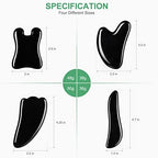 airogym Guasha Massage Tool, Natural Gua Sha Board, 4PCS Guasha Stone Scraping Massage Sets for SPA, Acupuncture, Physical Therapy, Muscle Knots, Facial Caring Point Treatment (Black)