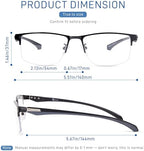 2 Pack Men's Bifocal Reading Glasses Clear Top Blue Light Blocking,Lightweight Rectangular Semi-Rimless Metal Frame TR90 Temples Readers,2.5x