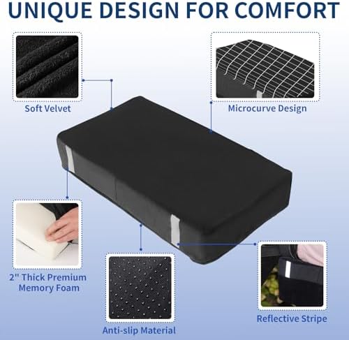 Knee Scooter Pad Cover with 2'' Removable Highly Resilient Comfort Memory Foam Cushion - Knee Walker Accessory for Roller - Universal Fit Most Models